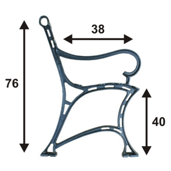 Noga żeliwna z podłokietnikiem do ławki miejskiej 6 desek