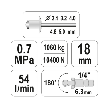 Nitownica pneumatyczna Yato YT-36171 2,4 - 5,0 mm
