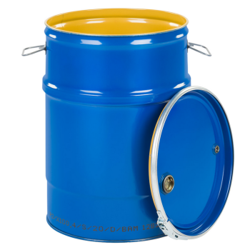 Beczka metalowa lakierowana 60L z wiekiem otwory 3/4" i  2" niebieska OH-60