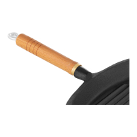 Patelnia żeliwna ryflowana prostokątna z drewnianą rączką do steków 25x25cm