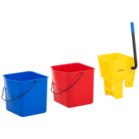 Wózek do mycia podłóg z prasą wyciskarką do mopa dwa wiadra 2 x 24 l