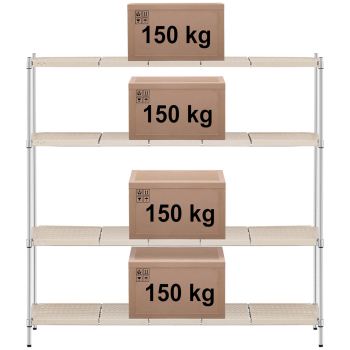 Regał metalowy magazynowy 4 półki ażurowe z nakładkami do 600 kg 180x45x180 cm