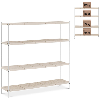 Regał metalowy magazynowy 4 półki ażurowe z nakładkami do 600 kg 180x45x180 cm