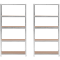 Regał magazynowy metalowy 5 półek 875 kg 90 x 30 x 180 cm szary 2 szt.