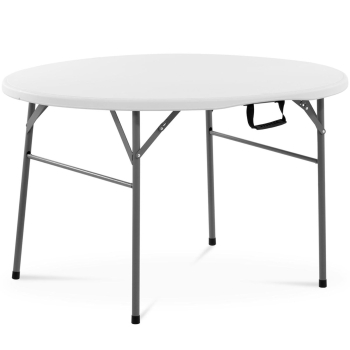 Stół okrągły cateringowy ogrodowy składany biały do 150 kg śr. 120 x 74 cm