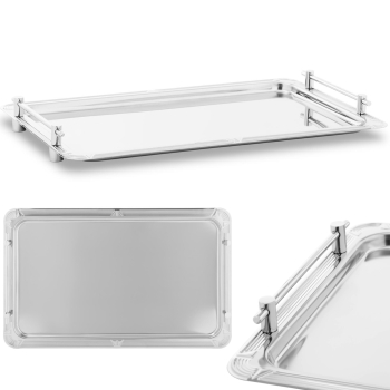 Taca prostokątna cateringowa bufetowa do serwowania z uchwytami STAL GN 1/1