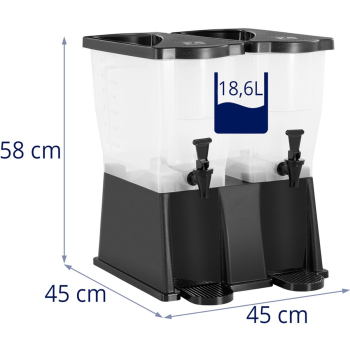 Dyspenser dozownik do soków napojów lemoniady z kranem plastikowy podwójny 2x 9.3 l