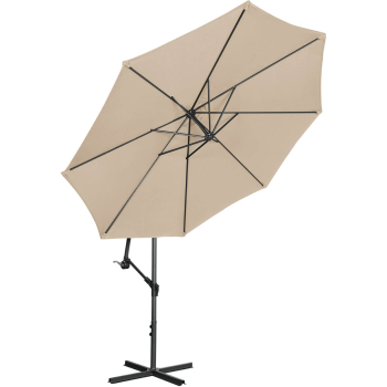 Parasol ogrodowy na wysięgniku okrągły uchylny śr. 300 cm kremowy