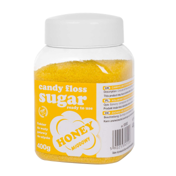 Kolorowy cukier do waty cukrowej żółty o smaku miodowym 400g