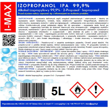 Alkohol izopropylowy Izopropanol IPA I-MAX 99,9% 5L