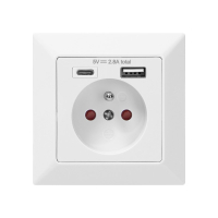 ORNO GNIAZDO POJEDYNCZE 2P+Z USB-A + USB-C WYJŚCIE