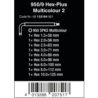 ZESTAW KLUCZY TRZPIENIOWYCH 950/9 HEX-PLUS MULTICOLOUR