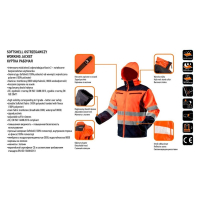 KURTKA SOFTSHELL Z KAPTUREM POMARAŃCZOWA, ROZMIAR XXL