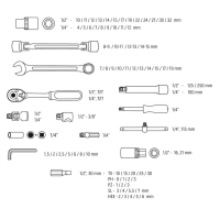 ZESTAW KLUCZY NASADOWYCH 1/4'',1/2'' 77 CZĘŚCI CRV