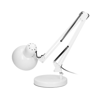 LAMPA BIURKOWA DEON 60W E27 WYSOKA, STAL, BIAŁA