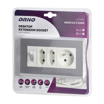 PRZEDŁUŻACZ BIURKOWY Z WYŁĄCZNIKIEM 2X2,5A 1X10A  1,5M