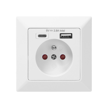 ORNO GNIAZDO POJEDYNCZE 2P+Z USB-A + USB-C WYJŚCIE