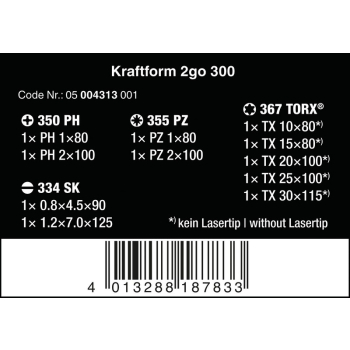 ZESTAW WKRĘTAKÓW KRAFTFORM 2GO 300, 11 CZĘŚĆI