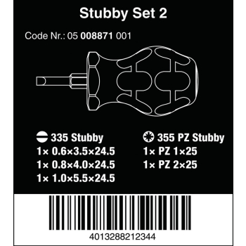 ZESTAW WKRĘTAKÓW STUBBY SET 2, 5 CZĘŚCI