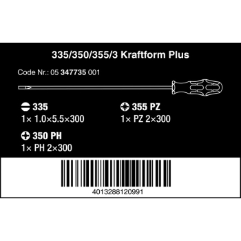 ZESTAW WKRĘTAKÓW KRAFTFORM Z TRZPIENIEM 300 MM, 3 CZĘŚĆ