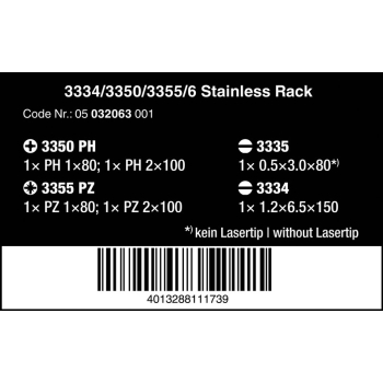 ZESTAW WKRĘTAKÓW ZE STALI NIERDZEWNEJ + WIESZAK, 6CZ