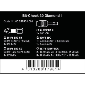 ZESTAW BITÓW BIT-CHECK 30 DIAMOND 1, 30 CZĘŚĆ