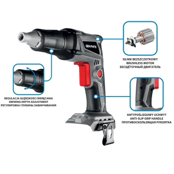 WKRĘTARKA AKUM. BEZSZCZ.1/4''DO PŁYT G/K ENERGY+ 18V BEZ AKU