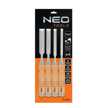 ZESTAW DŁUT 4SZT. (6,12,18,24MM), DREWNIANY UCHWYT