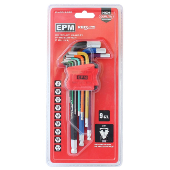 KOMPLET KLUCZY IMBUSOWYCH Z KULKĄ RED LINE 9 SZT