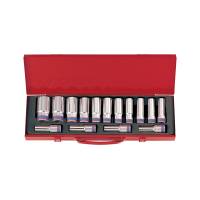 KOMPLET NASADEK 1/2 DŁUGIE DWUNSTOKĄTNE 15 SZTUK