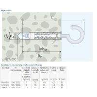 DYBEL UNIVERSALNY Z HAKIEM SUFITOWYM GXHS 6MM