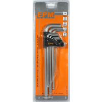 KOMPLET KLUCZY IMBUSOWY ''HEX'' TYP L 9SZT. Z KULKĄ DŁUGIE