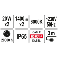 REFLEKTOR DIODOWY 2*20W ZE STOJAKIEM 1400LM*2