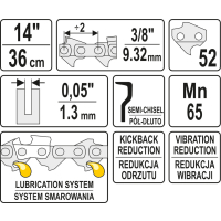 ŁAŃCUCH TNĄCY DO PILARKI 14'' 3/8'  1.3MM 52Z