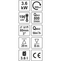 MOTOPOMPA DO WODY SPALINOWA 3'' 5,9HP 60M3/H