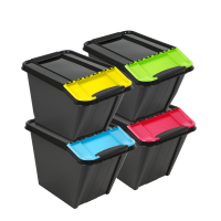 POJEMNIK PRO BOX 58L POCHYŁY CZARNY, CZERWONA POKRYWA