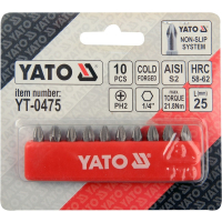 Bity krótkie PH2x25mm 10 szt. zestaw Yato YT-0475