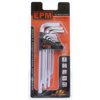 KOMPLET KLUCZY IMBUSOWY ''HEX'' TYP L 9SZT Z KULKĄ ŚREDNIE