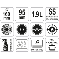 RONDEL Z POKRYWKĄ ZE STALI NIERDZEWNEJ 16X9,5CM 1.9L.