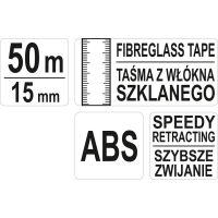 MIARA STALOWA GEODEZYJNA 50M Z WŁÓKNA SZKLANEGO