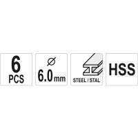 FREZY TRZPIENIIOWE DO METALU FI 6MM 6 SZT.