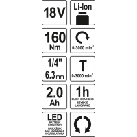 Zakrętarka udarowa akumulatorowa Yato YT-82800 18V 160Nm