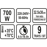 SUSZARKA SPOŻYWCZA, 9 SIT, 6000-700W.