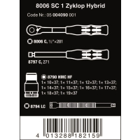 ZESTAW KLUCZY NASADOWYCH Z GRZECHOTKĄ ZYKLOP HYBRID 1/2''