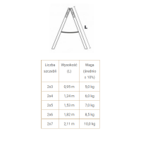 DRABINA DREWNIANA BRAKET STANDARD 2X5 SZCZEBLI 153CM