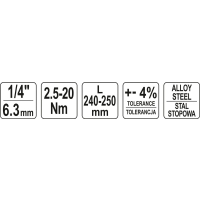 KLUCZ DYNAMOMETRYCZNY 1/4'' 2.5-20NM