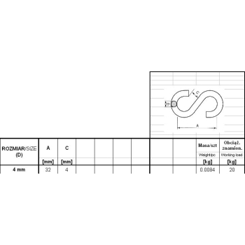 OGNIWO UZUPEŁNIAJĄCE TYP S OCYNKOWANE 4MM