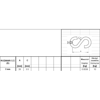 OGNIWO UZUPEŁNIAJĄCE TYP S OCYNKOWANE 3MM