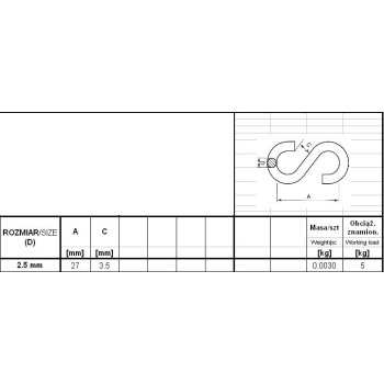 OGNIWO UZUPEŁNIAJĄCE TYP S OCYNKOWANE 2.5MM