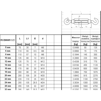 ŚRUBA RZYMSKA  HAK+HAK 10*125MM
